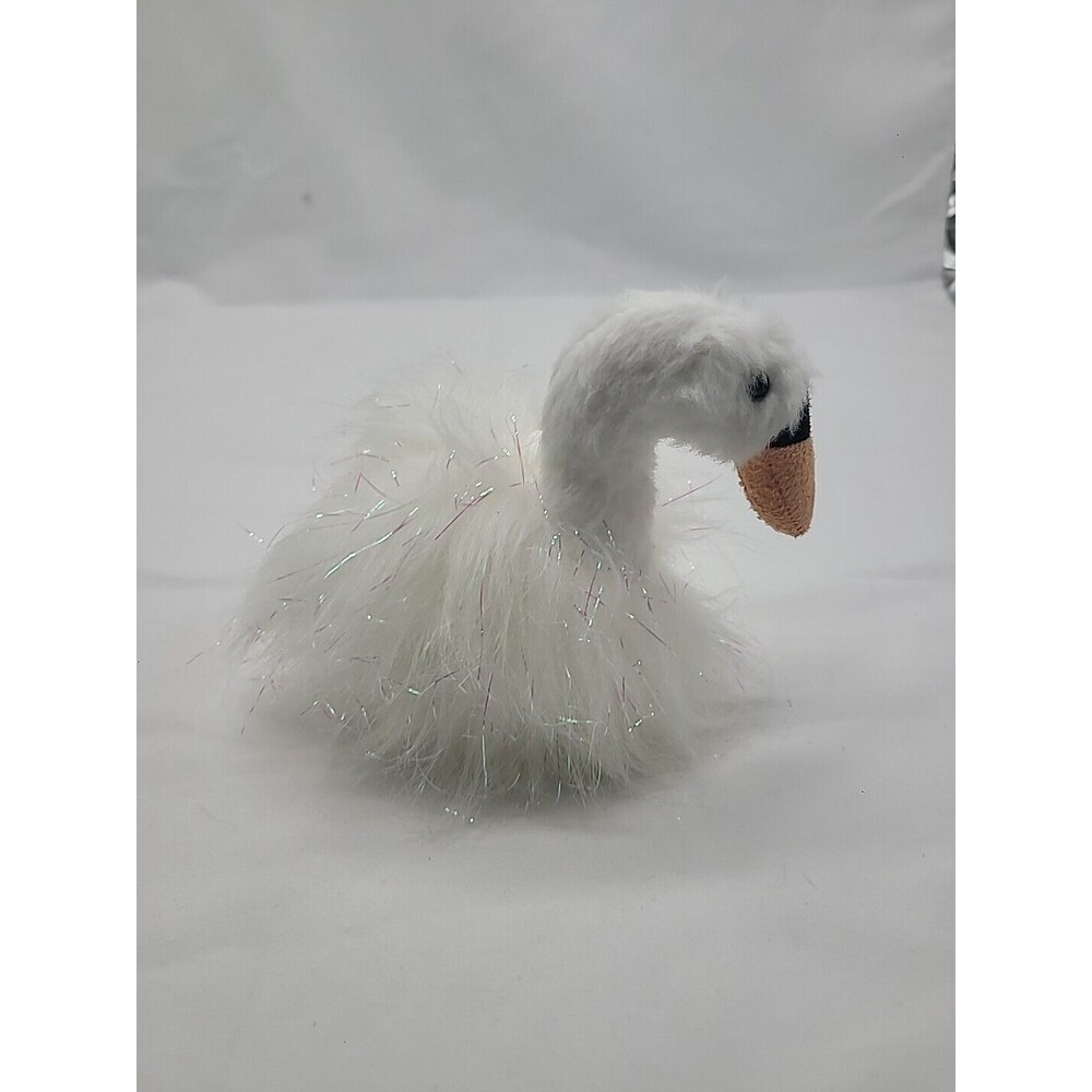 6" Aurora plush White Swan with sparkle Clip 2018